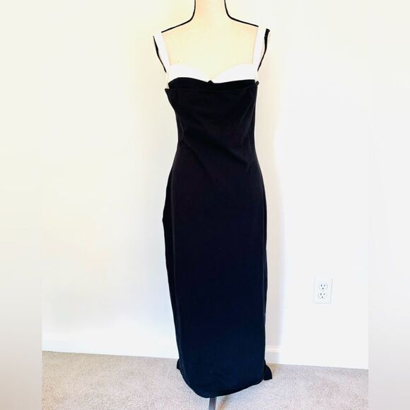 Reformation Nelle Knit Dress – Black & White Midi Tank Dress Size L NWT - Picture 4 of 8